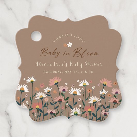 Boho Chic Wildflower Baby in Bloom Shower Bedankjes Labels (Voorkant)