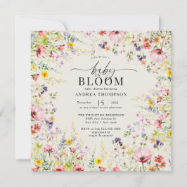 Boho Chic Wildflower Baby shower | Baby in Bloom Kaart