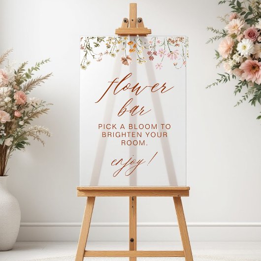 Boho Chic Wildflower Baby shower Bloemenbar Acryl Bord