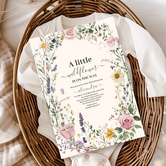 Boho Chic Wildflower Baby shower Kaart