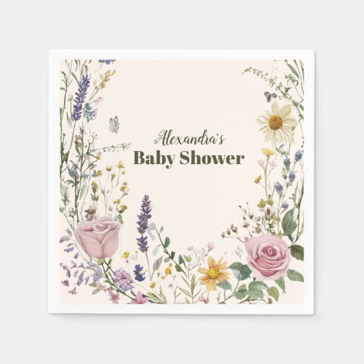Boho Chic Wildflower Baby shower Servet (Voorkant)