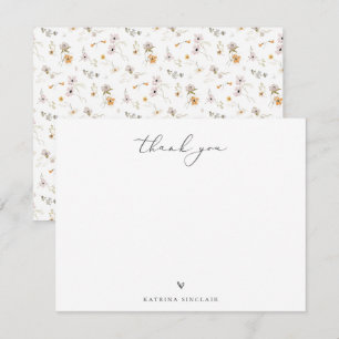 Boho Chic Wildflower Bedankt Notitiekaartje