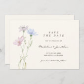 Boho Chic Wildflower Beige Wedding Save The Date (Voorkant / Achterkant)