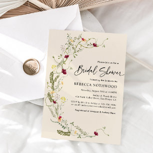 Boho Chic Wildflower Bridal Shower Invitation Kaart