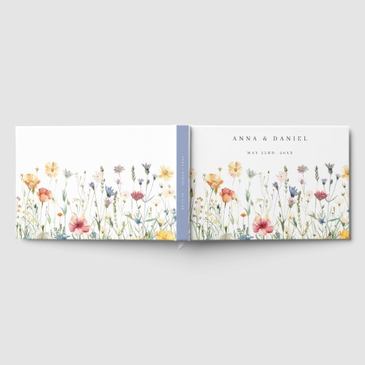 Boho Chic Wildflower bruiloft Gastenboek (Volledig)