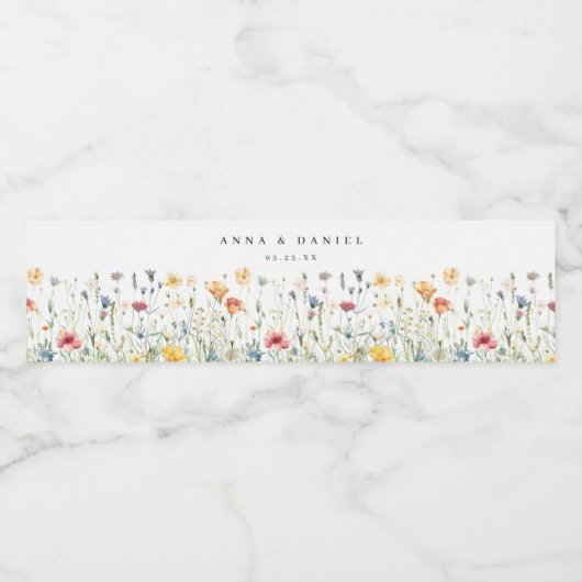 Boho Chic Wildflower bruiloft Waterfles Etiket (Enkel label)
