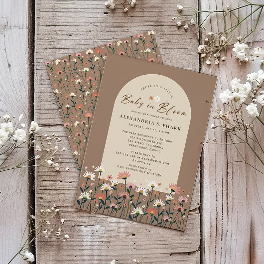 Boho Chic Wildflower Daisy Baby in Bloom Shower Kaart
