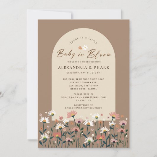 Boho Chic Wildflower Daisy Baby in Bloom Shower Kaart (Voorkant)