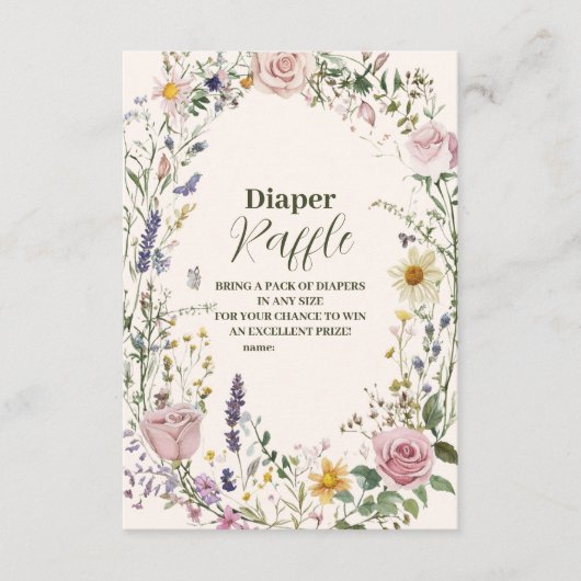 Boho Chic Wildflower Diapper Raffle Informatiekaartje (Voorkant)