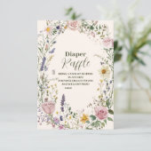 Boho Chic Wildflower Diapper Raffle Informatiekaartje (Staand voorkant)
