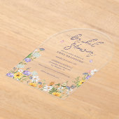 Boho Chic Wildflower Elegant Vrijgezellenfeest Acryl Uitnodigingen (Laagn)