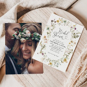 Boho Chic Wildflower Floral Foto Vrijgezellenfeest Kaart