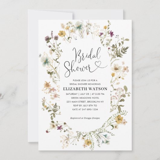 Boho Chic Wildflower Floral Foto Vrijgezellenfeest Kaart (Voorkant)