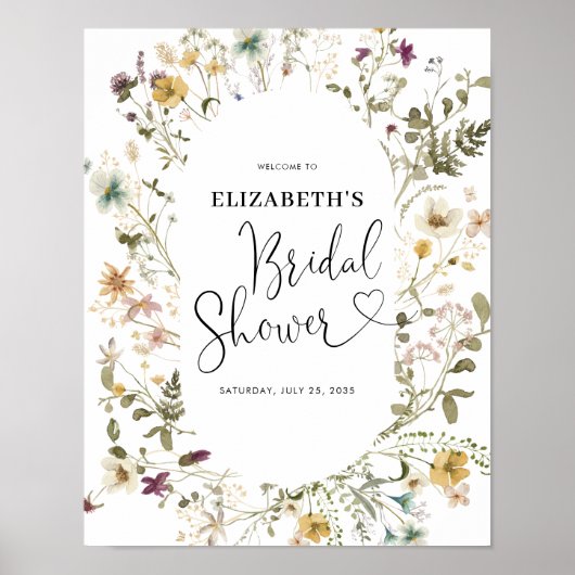 Boho Chic Wildflower Floral Vrijgezellenfeest Welk Poster (Voorkant)