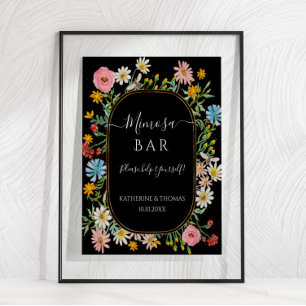 Boho Chic Wildflower Floral Wreath Mimosa Bar Post Poster