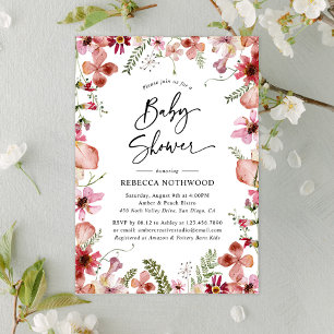 Boho Chic Wildflower Greenery Baby Shower Kaart