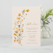 Boho Chic Wildflower Herfst In Love Vrijgezellenfe Kaart (Staand voorkant)