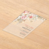 Boho Chic Wildflower Herfst Rustieke Bloemen Huwel Acryl Uitnodigingen (Laagn)