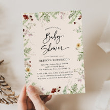 Boho Chic Wildflower in Blush Pink Baby shower