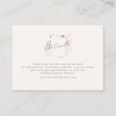Boho Chic Wildflower Minimalist QR code Wedding Informatiekaartje (Voorkant)