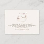 Boho Chic Wildflower Minimalist QR code Wedding Informatiekaartje (Voorkant)