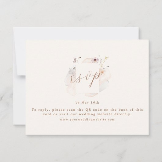 Boho Chic Wildflower QR Code Wedding RSVP Kaartje (Voorkant)