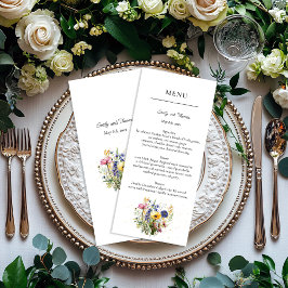 Boho Chic Wildflower Simple Wedding Menu