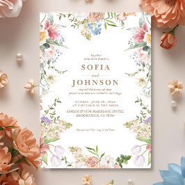 Boho Chic Wildflower Spring Garden Wedding Kaart