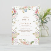 Boho Chic Wildflower Spring Garden Wedding Kaart (Staand voorkant)