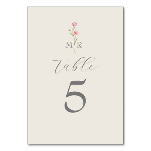 Boho Chic Wildflower Tafelnummer (Voorkant)