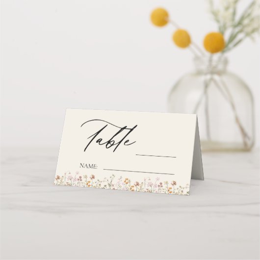 Boho Chic Wildflower Tafelnummer Plaatskaartje (Voorkant)