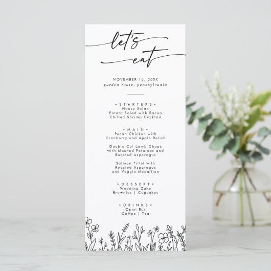 Boho Chic Wildflower Thank You and Wedding Menu (Staand voorkant)