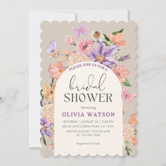 Boho chic Wildflower Vlinders Vrijgezellenfeest Kaart (Voorkant)