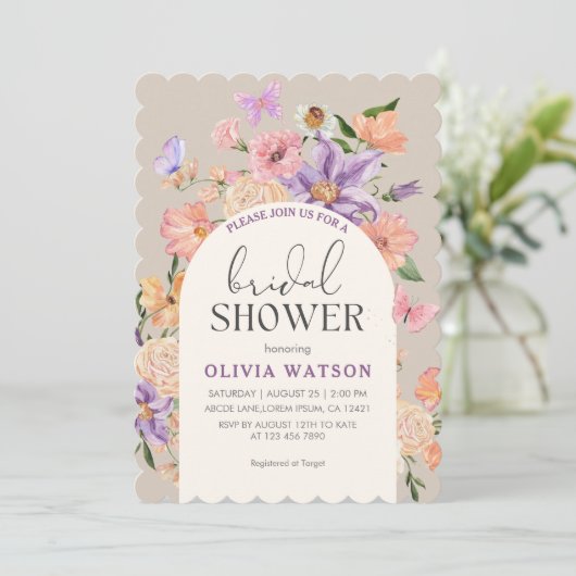 Boho chic Wildflower Vlinders Vrijgezellenfeest Kaart (Staand voorkant)