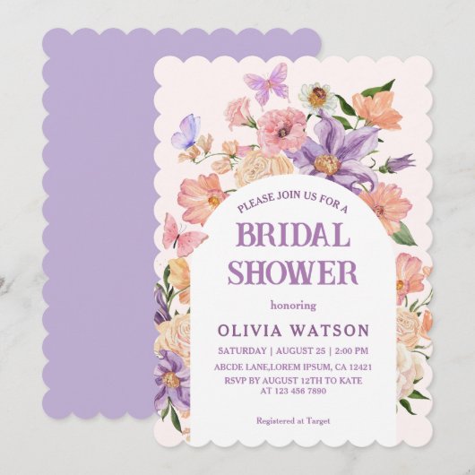 Boho chic Wildflower Vlinders Vrijgezellenfeest Kaart (Voorkant / Achterkant)