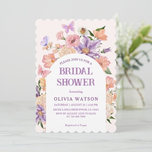 Boho chic Wildflower Vlinders Vrijgezellenfeest Kaart (Staand voorkant)