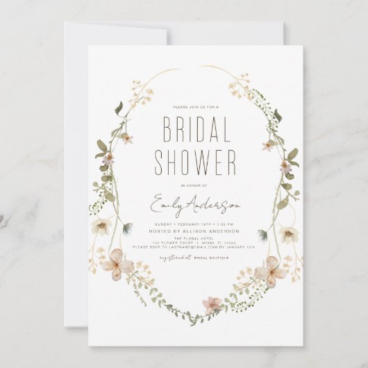 Boho Chic Wildflower Vrijgezellenfeest Kaart (Voorkant)