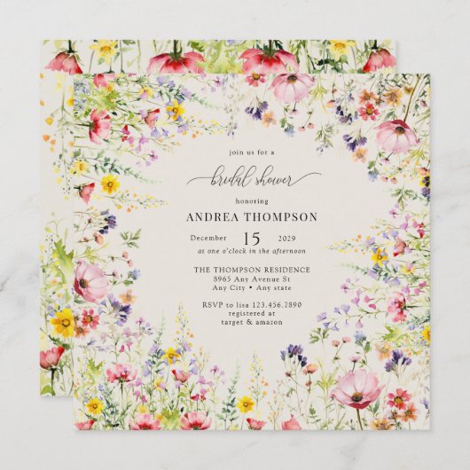 Boho Chic Wildflower Vrijgezellenfeest Kaart (Voorkant / Achterkant)