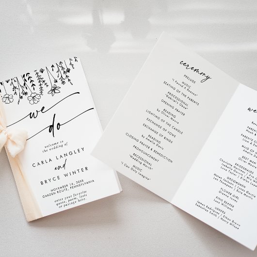 Boho Chic Wildflower We Do Folded Wedding Programma