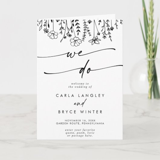 Boho Chic Wildflower We Do Folded Wedding Programma (Voorkant)