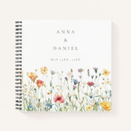 Boho Chic Wildflower Wedding Guest Book Notitieboek