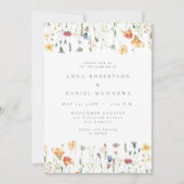 Boho Chic Wildflower Wedding Invitation Kaart (Voorkant)