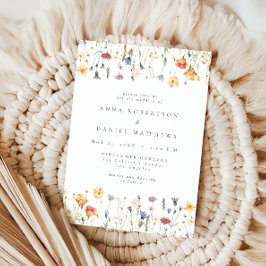 Boho Chic Wildflower Wedding Invitation Kaart