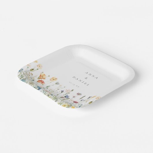 Boho Chic Wildflower Wedding Papieren Bordje (Gebogen)