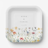 Boho Chic Wildflower Wedding Papieren Bordje (Voorkant)