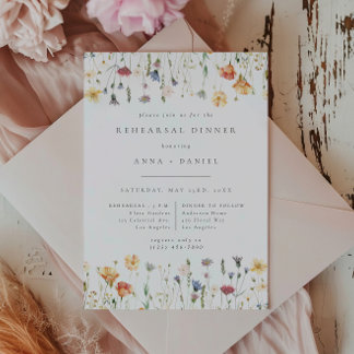 Boho Chic Wildflower Wedding Rehearsal Dinner Kaart