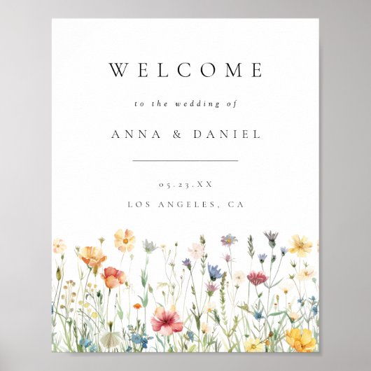 Boho Chic Wildflower Wedding Welcome Poster (Voorkant)