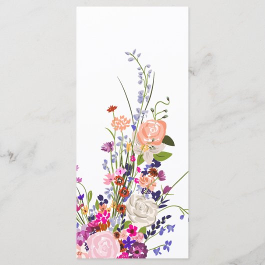 Boho Chic Wildflowers Afstudeerfeest Menu (Achterkant)