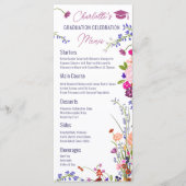Boho Chic Wildflowers Afstudeerfeest Menu (Voorkant)