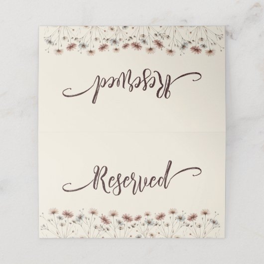 Boho Chic Wildflowers Eenvoudige bruiloft gereserv Plaatskaartje (Buitenkant ongevouwen)